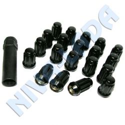 Гайка М12х1,25 колесная Нива Vector ,узкие 20шт. + спец ключ, черные. Для литых дисков