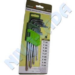 Набор ключей TORX ДТ 563591 с отверстием (9 пред.)