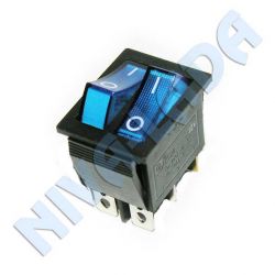 Выключатель клавиша двойной с подсветкой (синий)