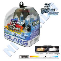 Лампа H7 POLARG B1 Hybrid Halogen Miracle White 4300k 100w P0879, M-68 (2шт.)