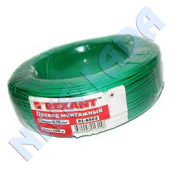 Провод монтажный ПГВА, цвет зеленый, 1м, 0,75мм