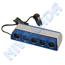Разветвитель прикуривателя 5 гнезд AVS CS501 (тумблер выключатель на каждое гнездо)