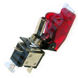 Переключатель тумблер 20А с посветкой, с крышкой (красный)