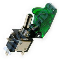 Переключатель тумблер 20А с посветкой, с крышкой (зеленый)