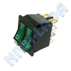 Выключатель клавиша двойной с подсветкой (зеленый)