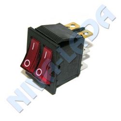 Выключатель клавиша двойной с подсветкой (красный)